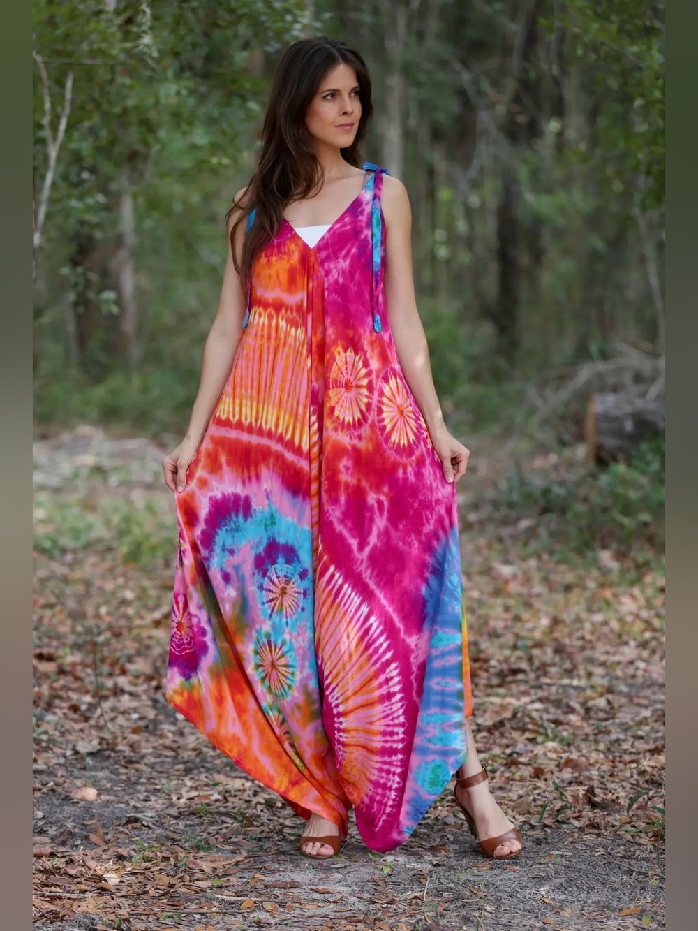 Sacred Threads Tie Dye Rayon Jumpsuit Jumper Overalls